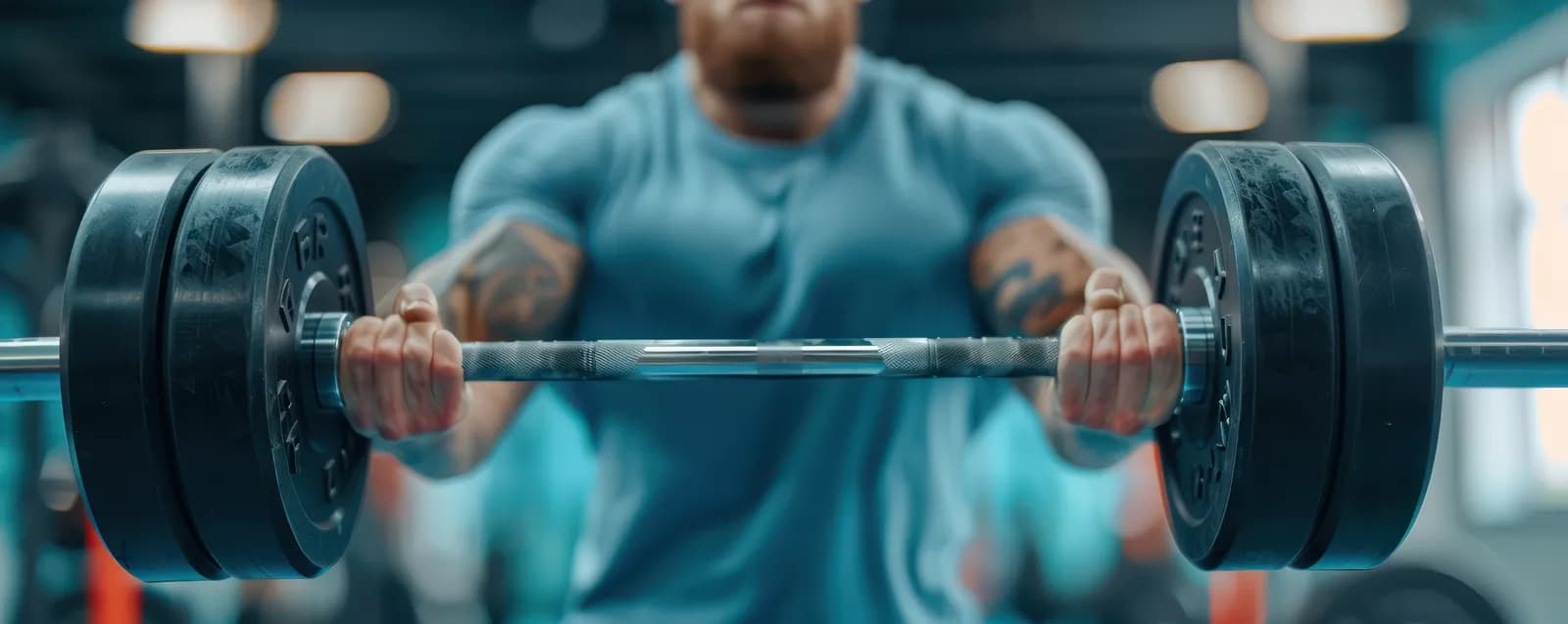 person doing strength training workout with dumbbells in modern gym, fitness concept